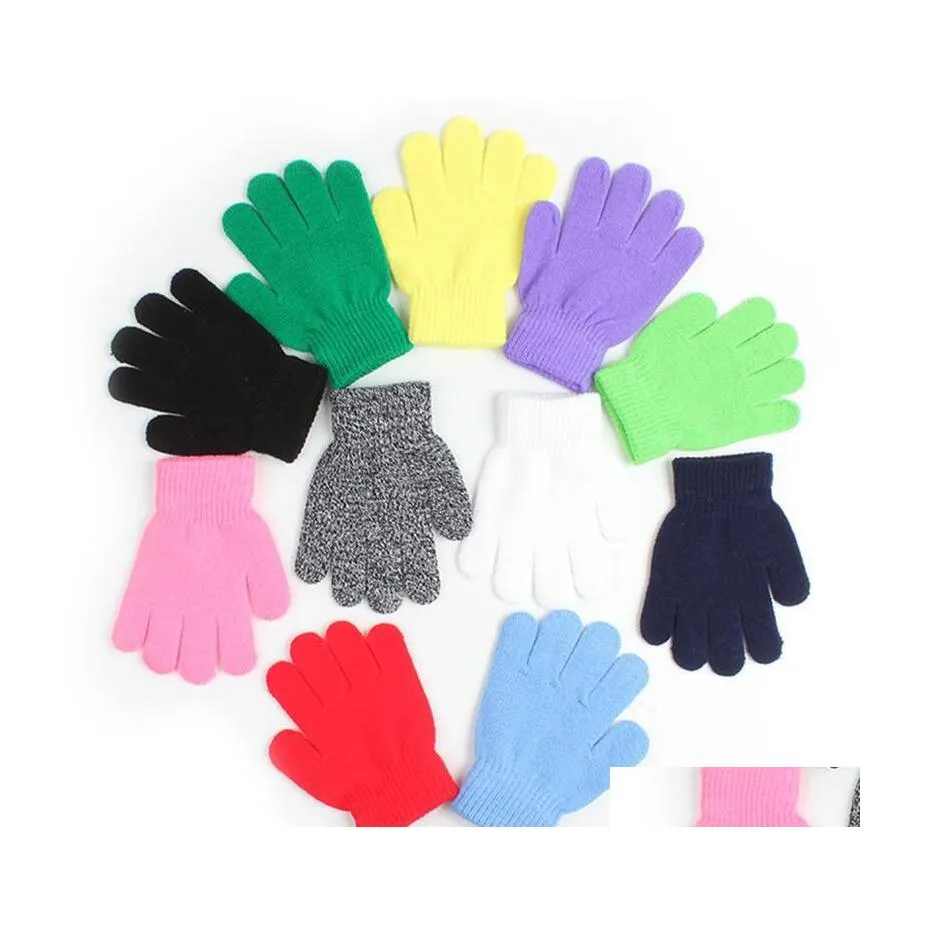 Детские перчатки на пальцы, модные детские Волшебные перчатки, варежки для девочек и мальчиков, эластичные вязаные зимние теплые перчатки, цвет, прямая поставка, Dhwea