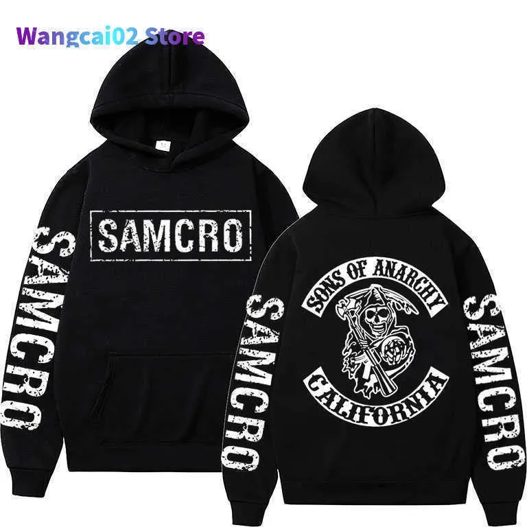 Sons of Anarchy SAMCRO Double Face Sweat À Capuche Imprimé Streetwear Printemps Automne Hommes Femmes Mode Rock Punk Hoodi 022023H 022123H