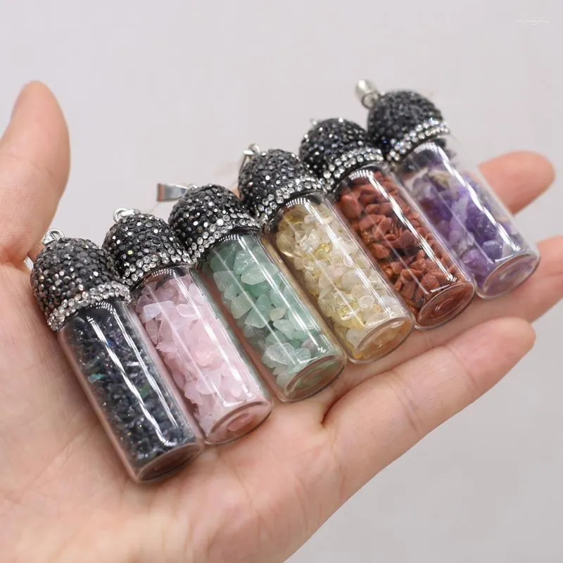 Pendanthalsband Partihandel 8st Natural Semi-Erecious Stone Quartz Round Bead Bottle Making DIY Halsbandsmycken Gift Morr22