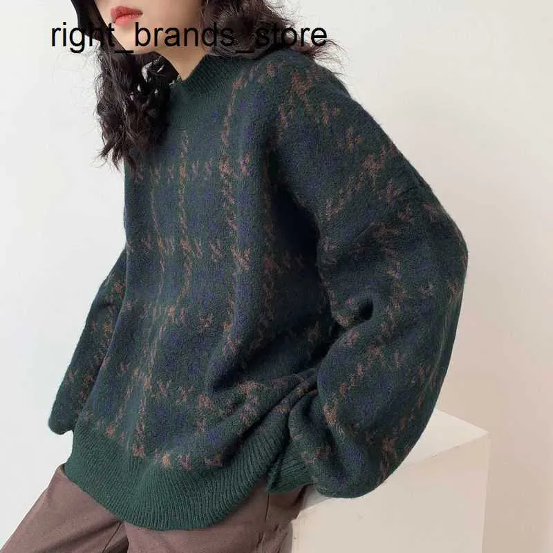 Women's Sweaters Loose Knitted dark green Sweater Women Pullover Elegant Oversized Sweater Female Winter Clothes Jumper Streetwear Sueter Mujer0221V23