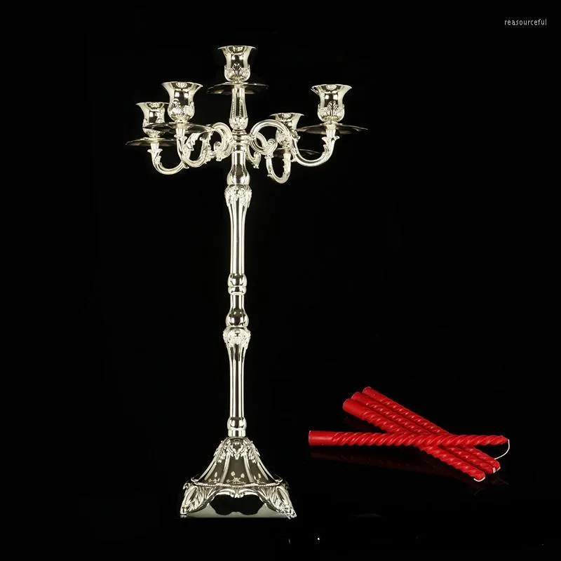 Украшение вечеринки 5pcsgold candelabra 103 см высотой 5 рук уникальный блестящий серебряный декоративный