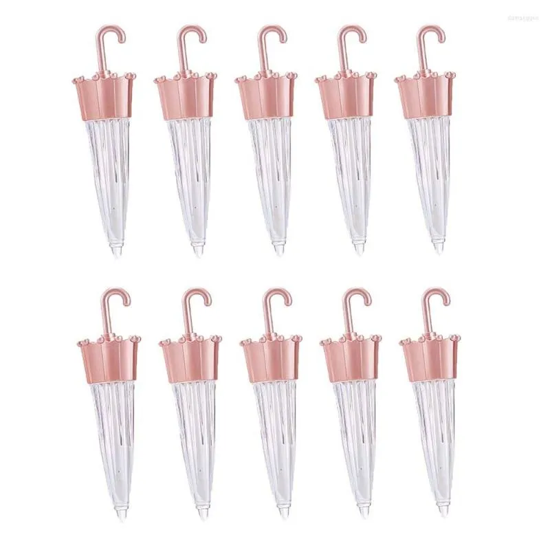 Storage Bottles 10 Pcs 5.5ml Empty Lip Gloss Umbrella Shaped Tubes Clear Refillable Glaze Mini Lipstick Container DIY