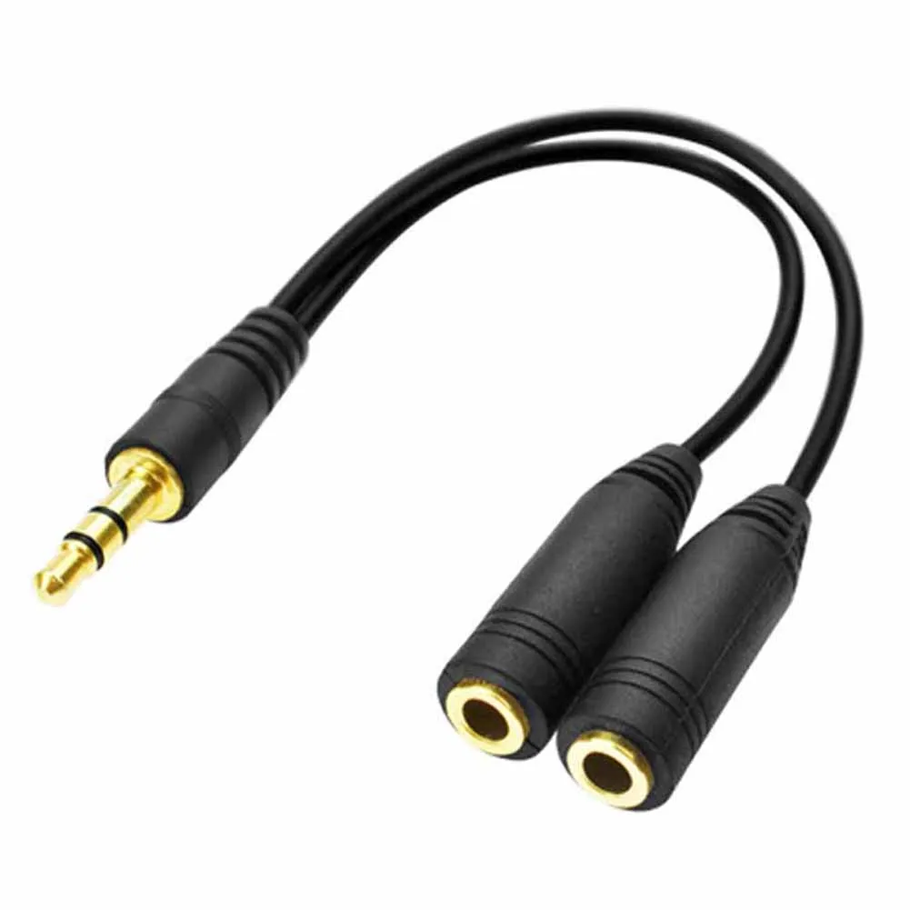 H￶rlur Y Splitter 3,5 mm f￶rl￤ngningskabel Audio Stereo Man till 2 Port Female Microphone Spliter Gold Plated Adapter