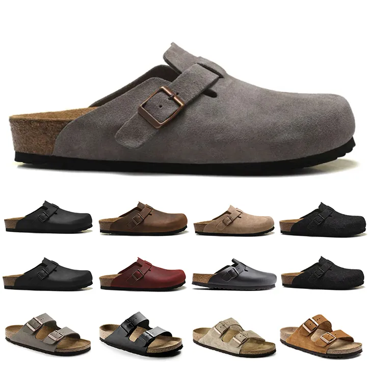 2023 birkenstock مصمم النعال الصنادل birks بوسطن تسد أريزونا gizeh الرجال النساء الصيف الخريف الشتاء الجلد لباد المتزلجون داخلي مشبك حزام الشقق الفلين