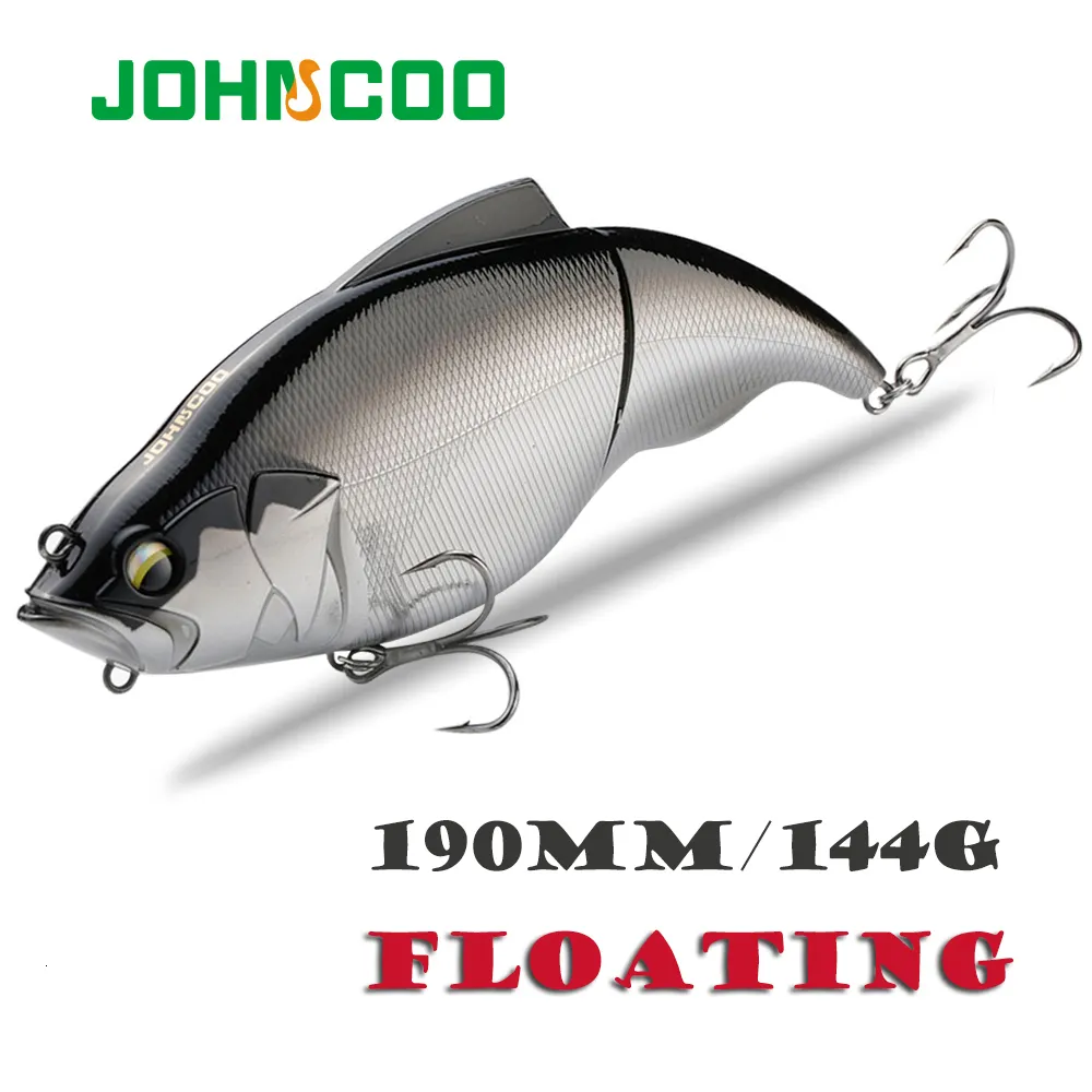 Fiskekrokar Johncoo vibration 190mm lock läpplös wobbler för gädda bas och stora bete rovdjur fiske lockar en fisk artifici bete 230221