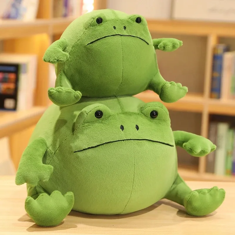 20 cm Kawaii Green Frog Anime Plush Toy Down Cotton Gevulde Squishy Animal Functional Pillow Cadeau voor kinderen LA534