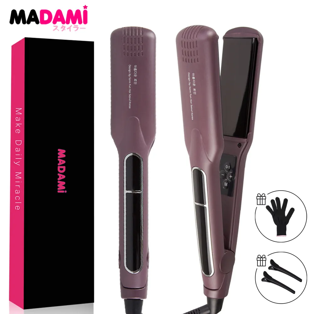 Hair Straighteners Professional Hair Straightener Curler Wide Plate Ceramic Hair Flat Irons Keratin Treatment 230 MCH Fast Heating Salon Styler 230220