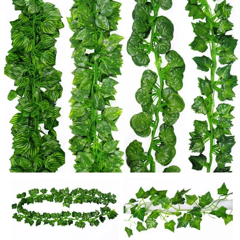Decorative Flowers Artificial Wedding Fake Vine Ivy Plant Silk Green Leaf Leaves For Festival Party Home Decoration Wall Hangin