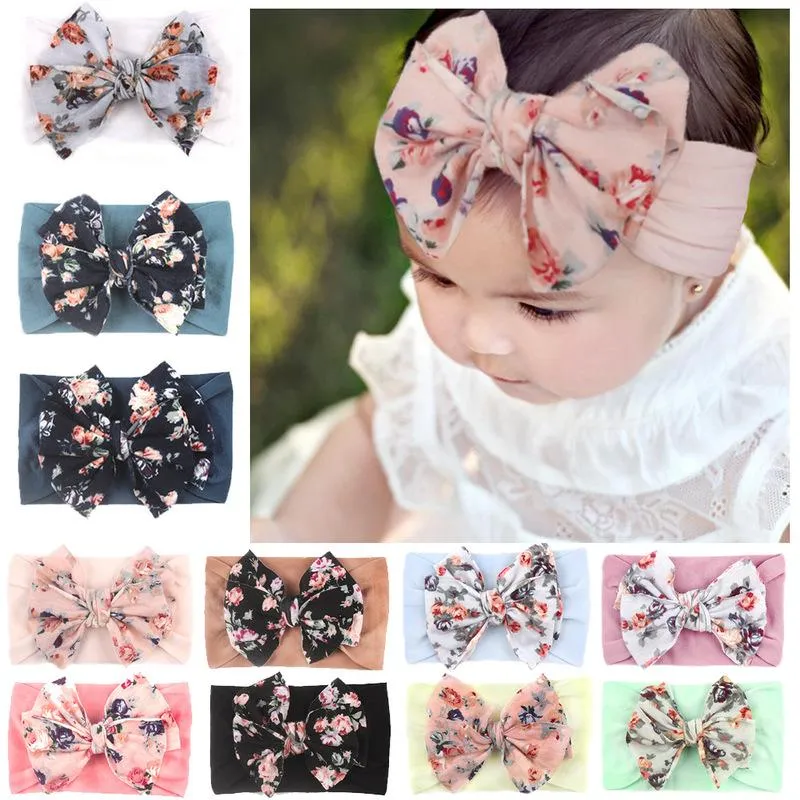 Haarschmuck 1 Stück Baby Stirnband Gummiband Bedruckte Blume Kinder Kopfschmuck Geborener Säugling Knoten Bögen Headwraps Mädchen Kopfbedeckung Geschenke