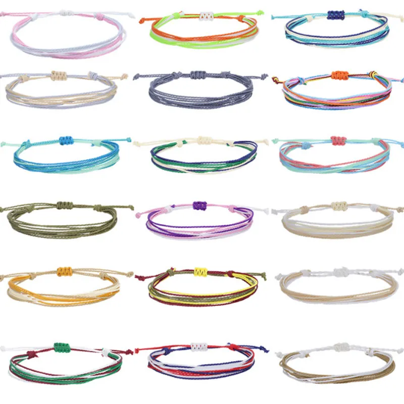 Bracelets à breloques d'amitié en corde tressée tissée à la main colorée pour femmes et filles, bijoux de décoration réglables pour amoureux