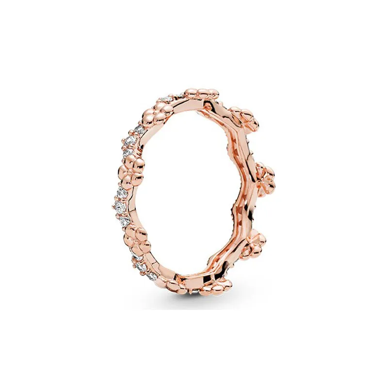 18 -krotny Rose Gold Flower Crown Pierścień dla Pandora Autentyczna srebrna srebrna biżuteria projektanta ślubnego dla kobiet dziewczyny prezent CZ Diamond Pierścienie z oryginalnym zestawem pudełka