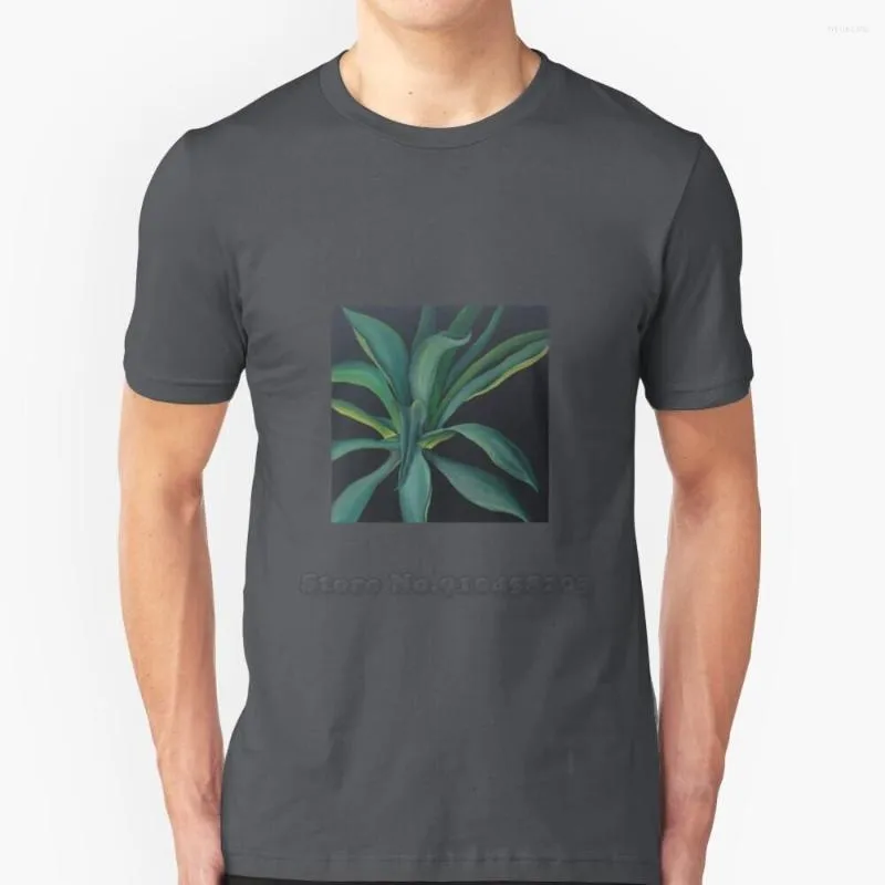 Camisetas de camisetas masculinas Agave S-shirt de manga curta Homens de rua Men camisa de rua Planta Crave de flor preto crass