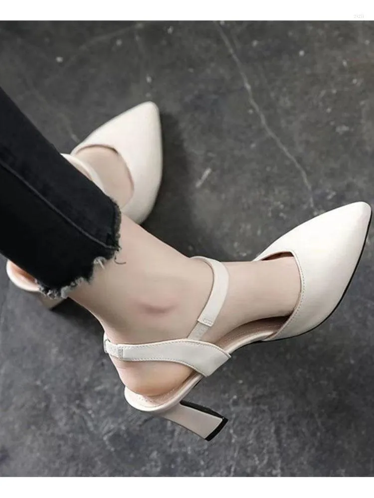 Dress Shoes Summer Wild Chunky Heels Women's Pumps Closed Toe Back High-heeled