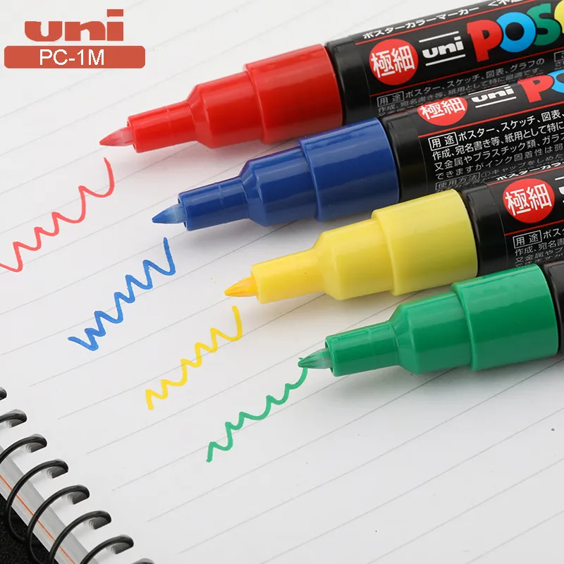 Uni-Posca Paint Marker Pen - Extra Fine Point - Set of 12 (PC-1M12C)