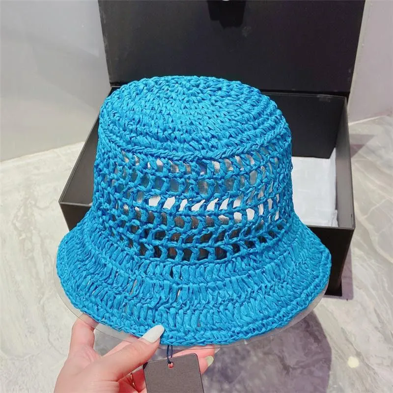 Chapeau seau de styliste pour femmes, 4 couleurs, chapeaux de paille d'été, chapeaux de soleil de pêcheur, bonnets de vacances, casquettes de paille tressées à la mode