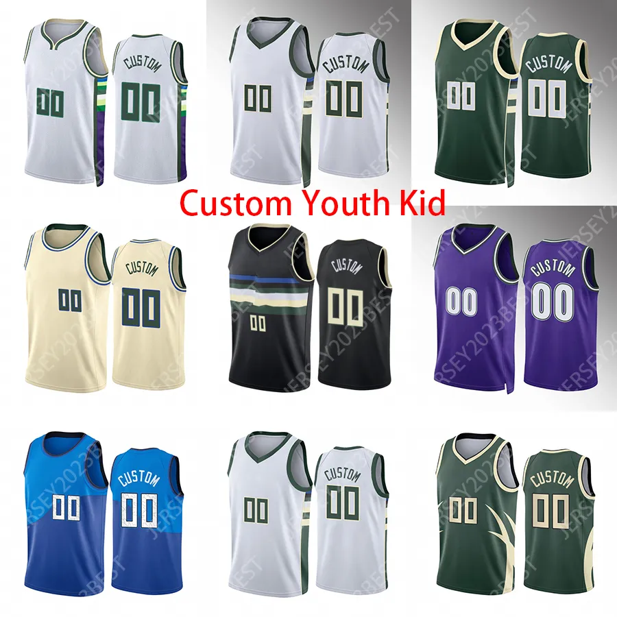 Custom Youth Kid 34 Giannis Basketball Jerseys 22 Khris Antetokounmpo