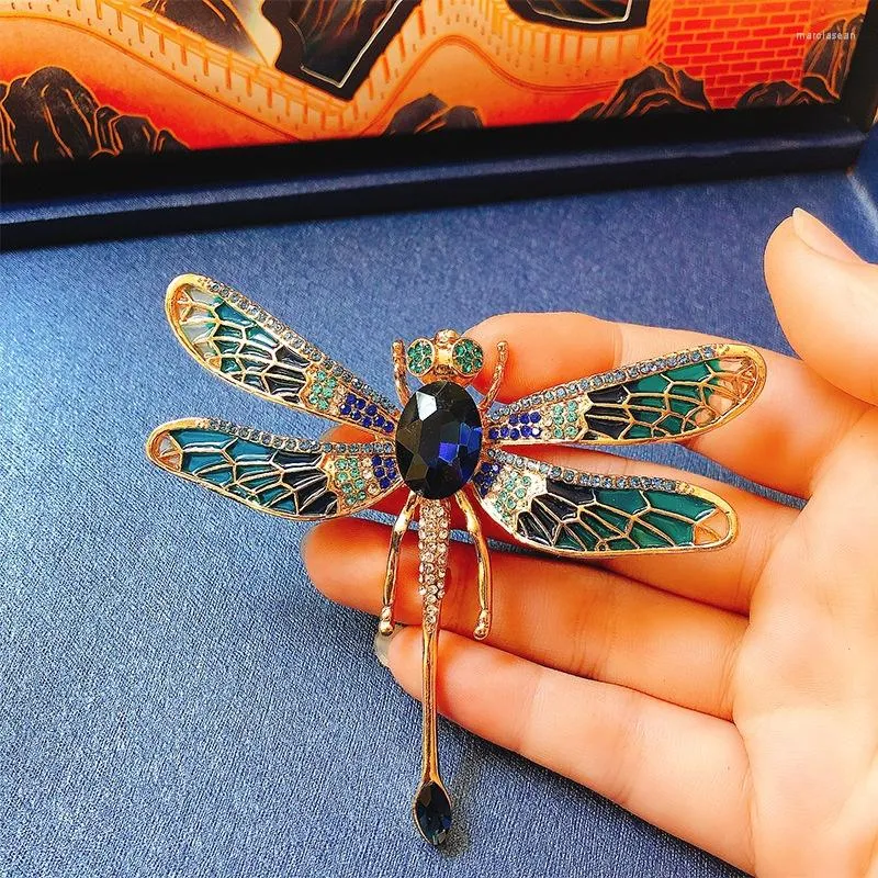 Brooches Large Enamel Dragonfly For Women Rhinestone Fashion Insect Pin Beautiful Jewelry Gift