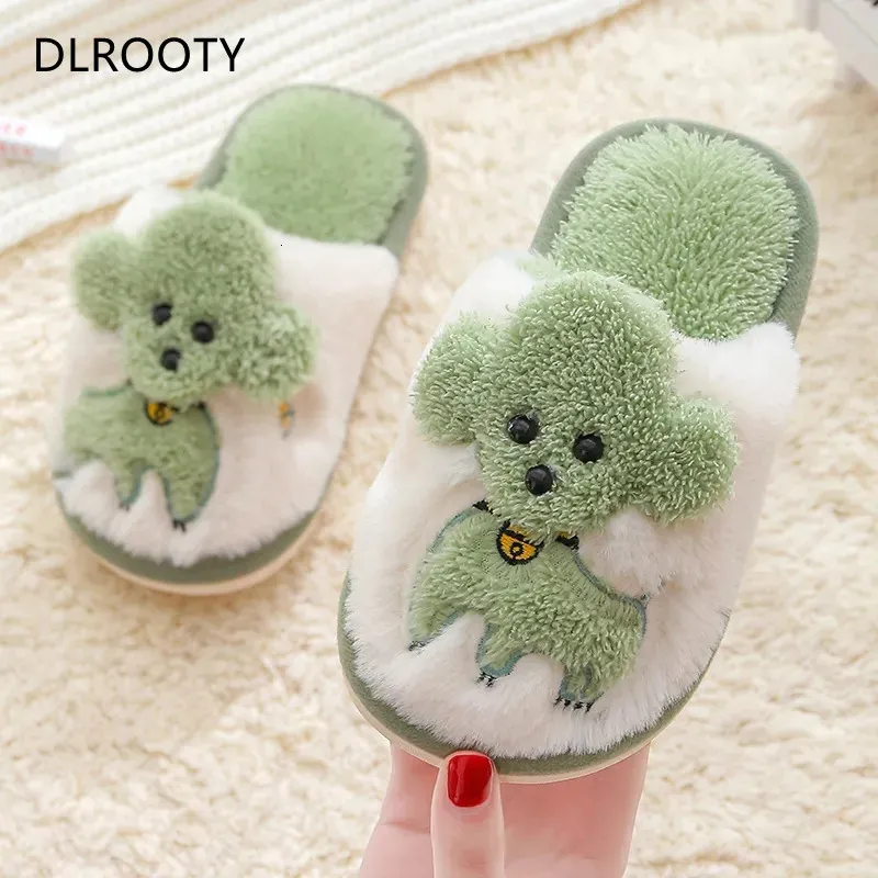 Slipper winter slippers voor jongensmeisje cartoon schattige warme platte schoenen kinderen niet-slip huis indoor mode kinderglaasjes flip flops 230220