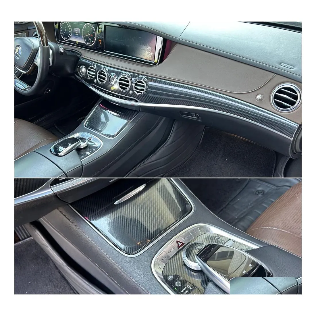 Adesivos de carro para a classe W 2014 Interior Central Control Painel Porta Decalques de fibra de carbono Distor Drop Drop Drop Drop Mobile Dhw1h