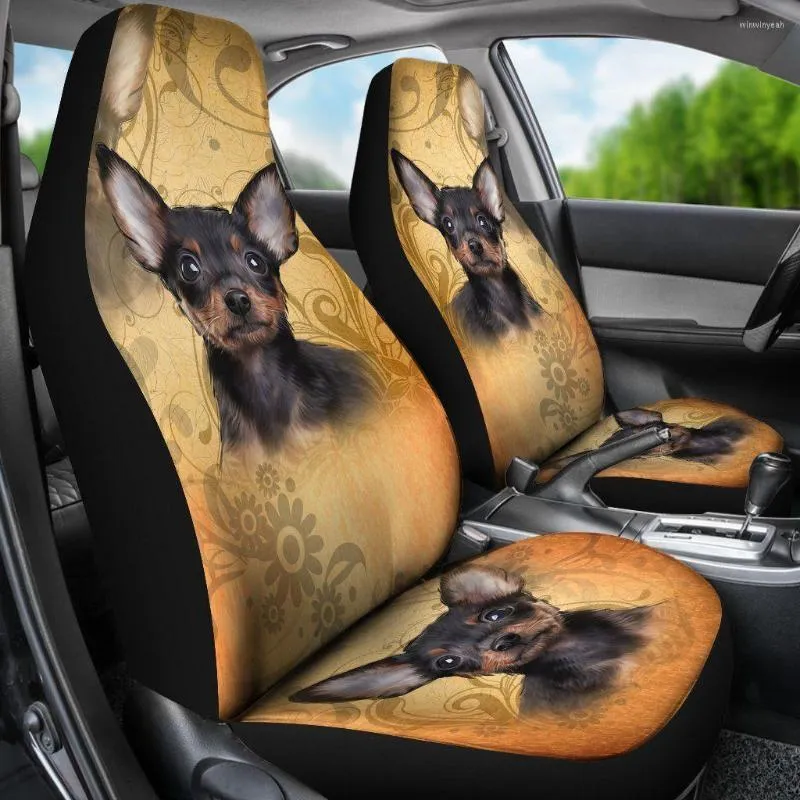 Fundas de asiento de coche Chihuahua accesorios Vintage personalizados para amantes de los perros paquete de 2 fundas protectoras frontales universales
