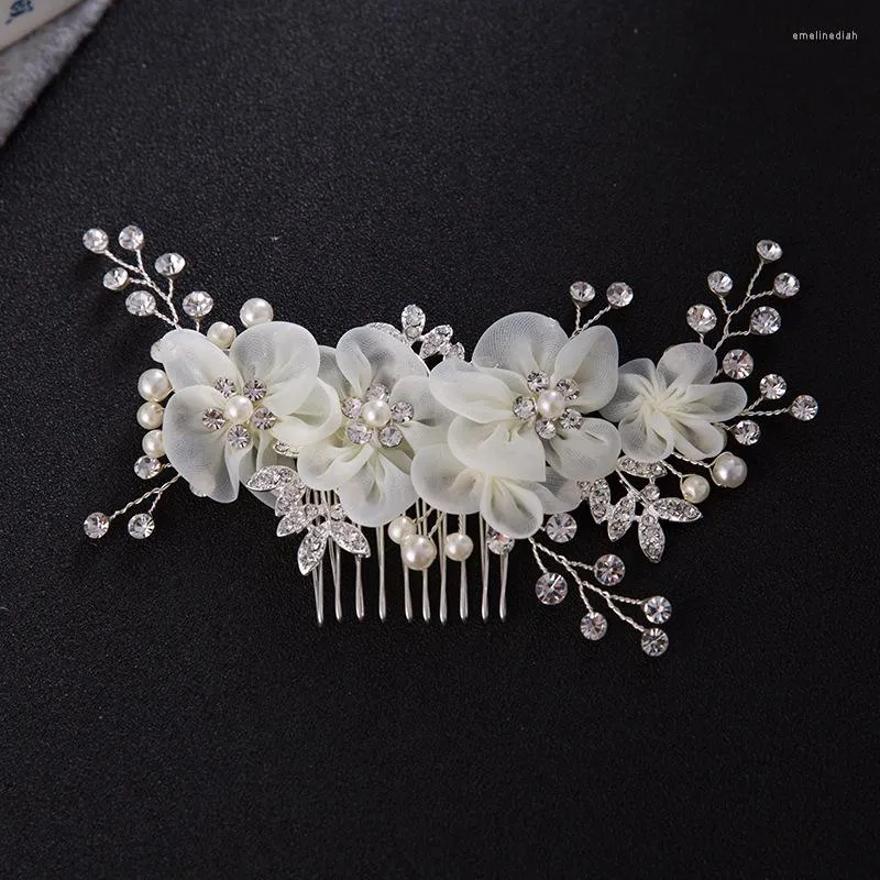 Hair Clips Korean Bridal Headdress Comb Alloy Rhinestone Pearl Wedding Jewelry Dress Accessories