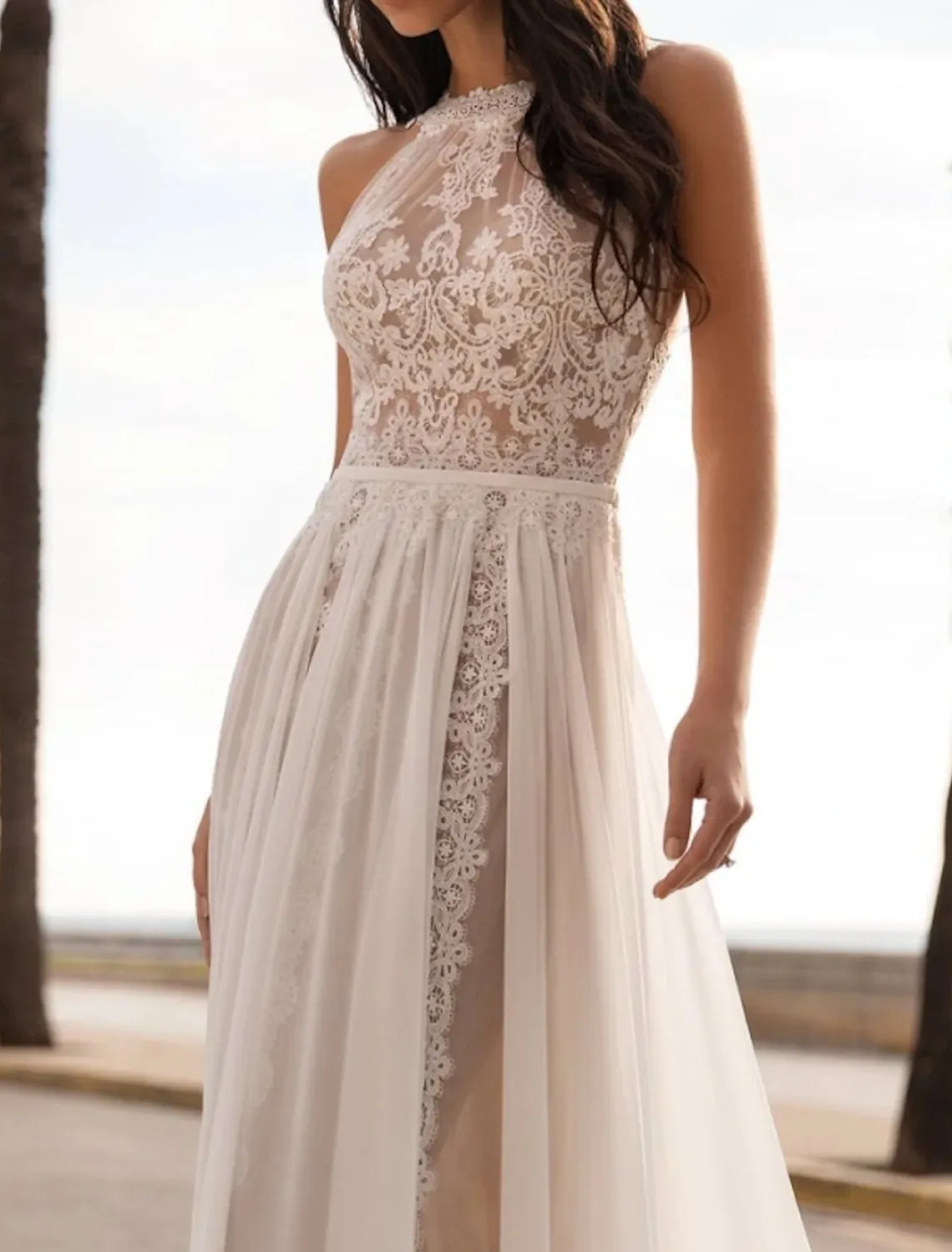 Boho Chic Wedding Dress: Halter Chiffon A-Line Gown, Illusion Back. Shop  Now! from Dhgate A-Line Wedding Dresses - price 129.65