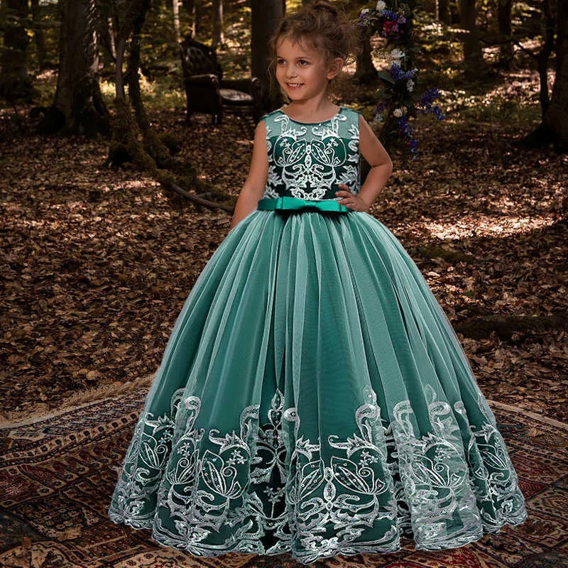 Ocasiões especiais Flor Girls Meninas Princesa Vestido adolescente Festa  Vestidos de dama de honra para crianças Casamento Costome Tulle Lace  Children