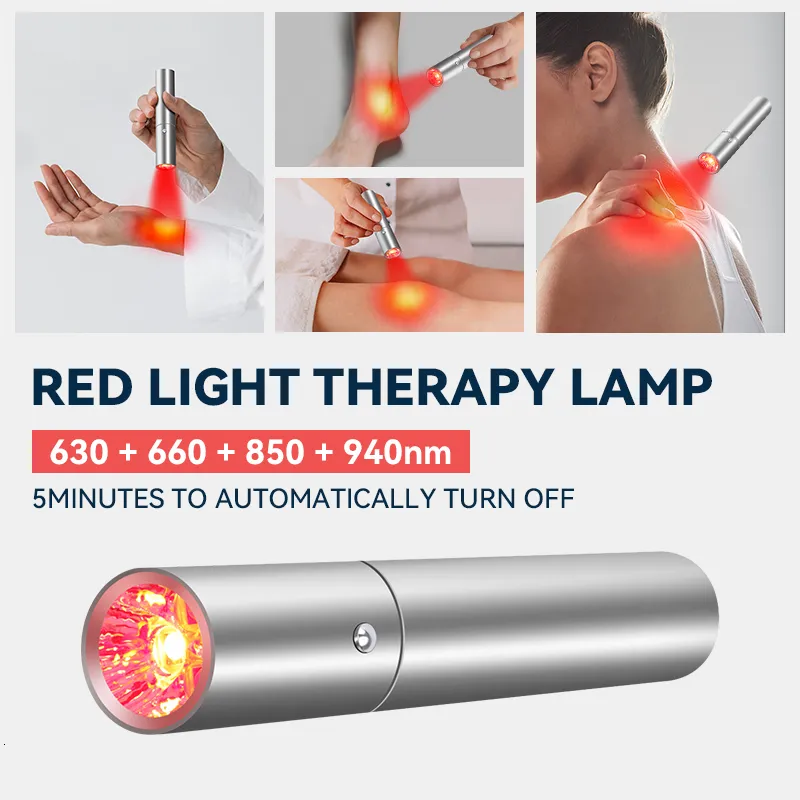 Masseur de visage Thérapie par la lumière rouge LED Infrarouge Traitement de l'acné Peau ferme Anti-âge Rides Pointeur laser Stylo EMS Soins 230221