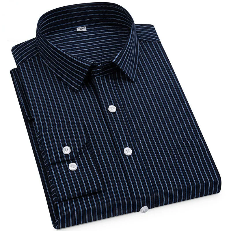 Mäns casual skjortor män långa ärm randig skjorta icke-järn formell casual office social business klänning skjortor standard passar bomull hög kvalitet topp 230220
