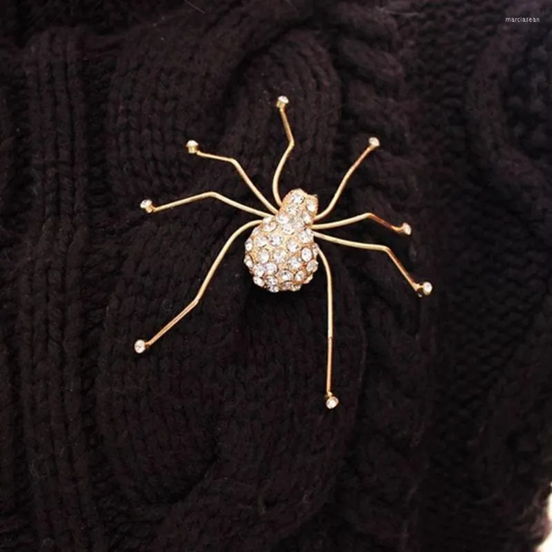 Broches Broches de jóias de moda Crystal Rhinestone Spider Broche Pins Costume Insect Broche Vintage grande para homens