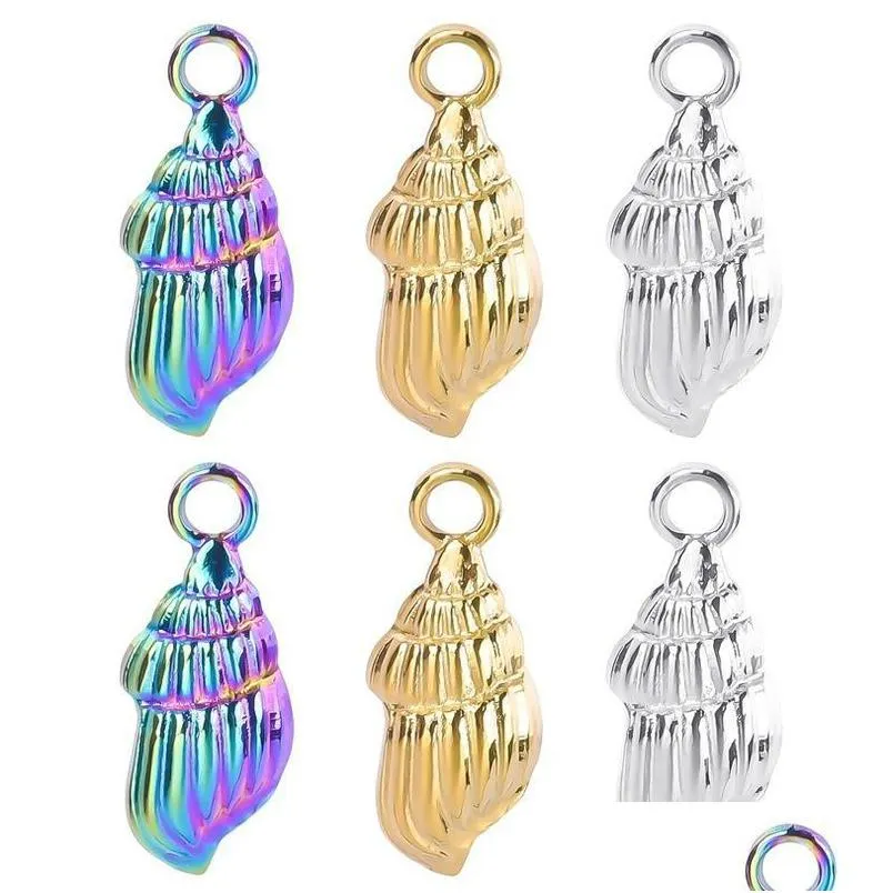 Charms 5/10 st Rainbow Color Rostfritt stålhänge för DIY -halsband Fynd Hantverk smycken som gör flytande charmscharmar dro dh0n4