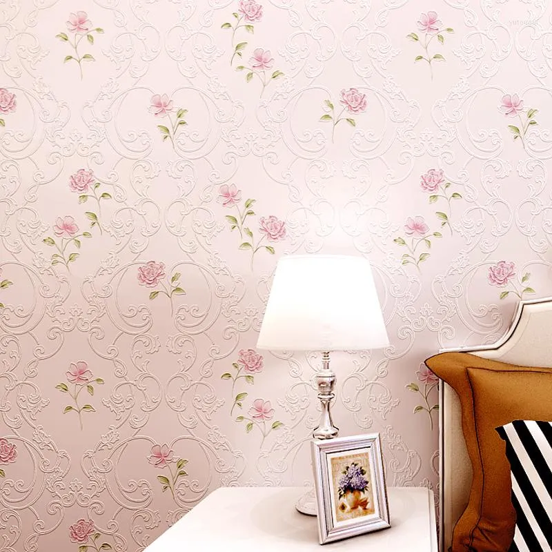 Wallpapers Bacaz 3d Papel De Parede Pink Flower Po Wallpaper Rolls For Bedroom Wall Paper Wallcoverings