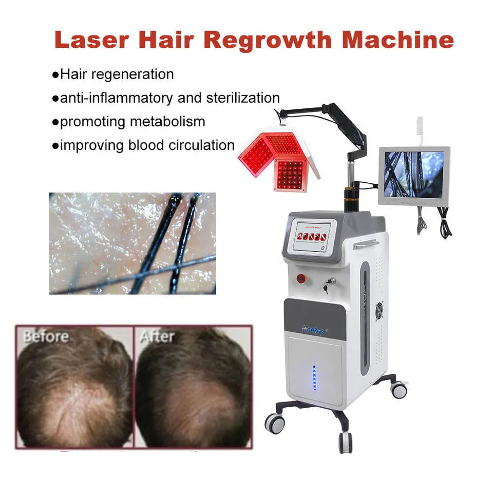 多機能ヘア再生650nmダイオードレーザー皮膚分析カメラアンチヘア成長コールドレーザー脱毛治療用