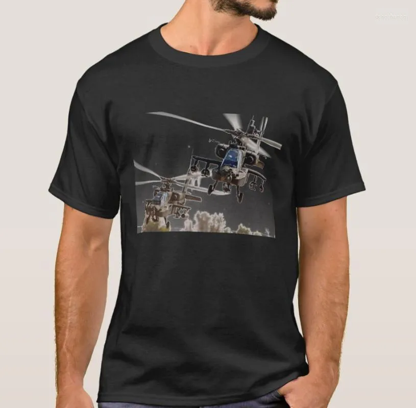 Heren T-shirts Heren T-shirts AH-64 "Apache" Helikopter Gunship T-shirt. Zomer katoenen herenoverhemd met korte mouwen en O-hals S-3XL