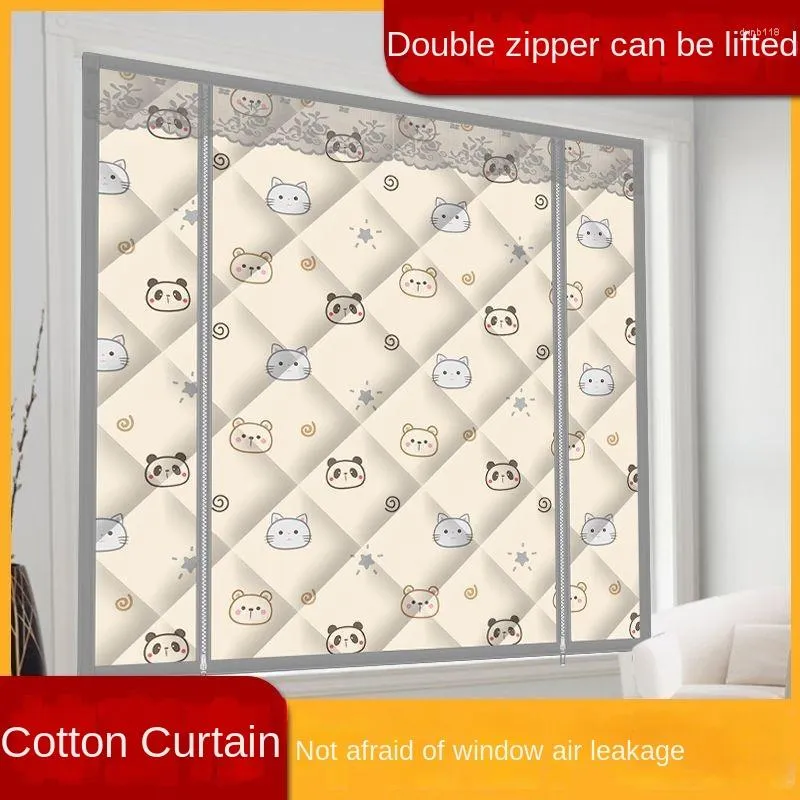 Curtain Magnetic Thermal Insulated PU Windproof And Soundproof Window Panel Drapes Winter Thicken Cotton Darkening