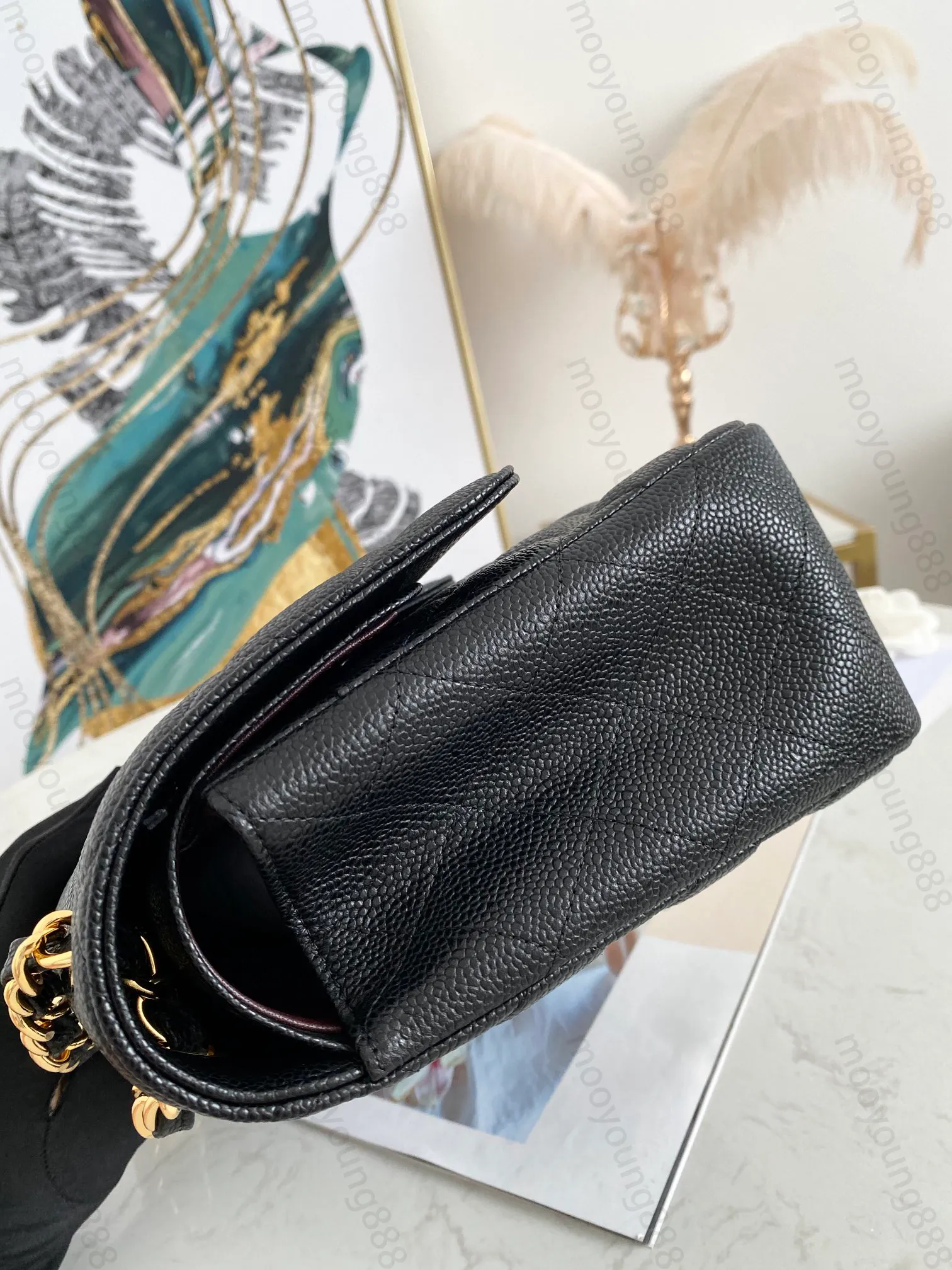 10A Top Tier Jumbo Double Flap Bag Luxury Digner Real Leather Caviar Lamb Classic Black Purse Quilted Handbag Mirror Quality Shoulder Gold Bags Wallet On ChainUTQO