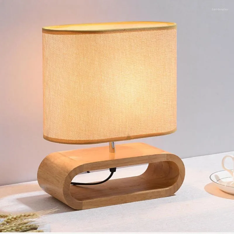 Table Lamps Modern Nordic Solid Wood Lamp Creative Bedroom Bedside Light Living Room Study El Children's Cloth Desk