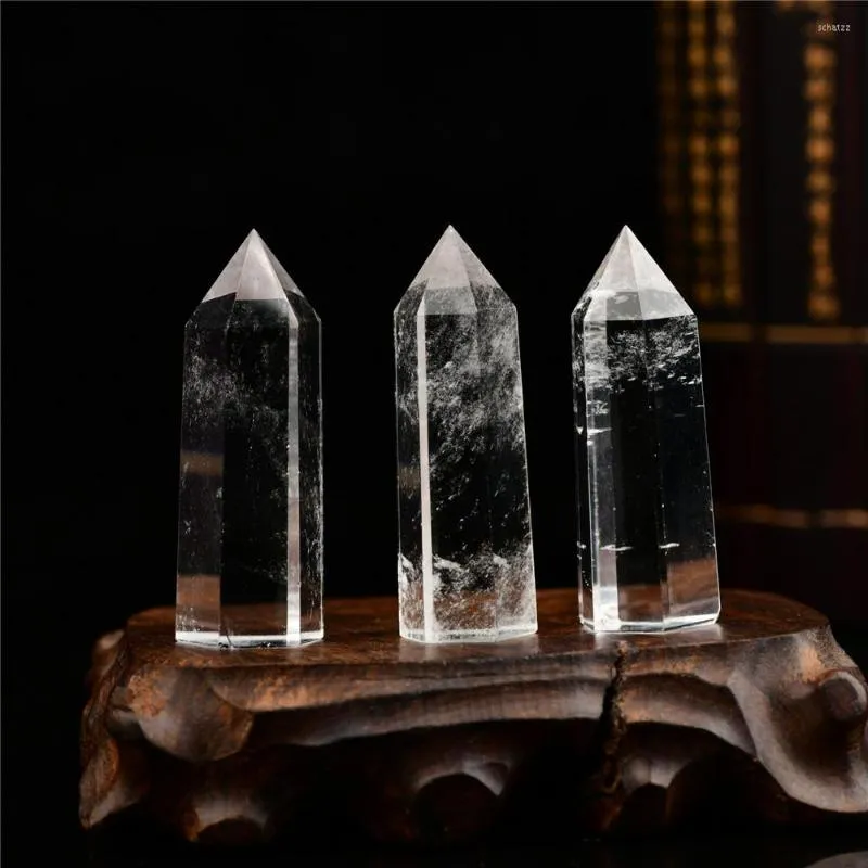 Estatuetas decorativas de polimento de pedra natural Pontos de quartzo claros Cristal Spiritual Stones Cristais e cura para decoração em casa