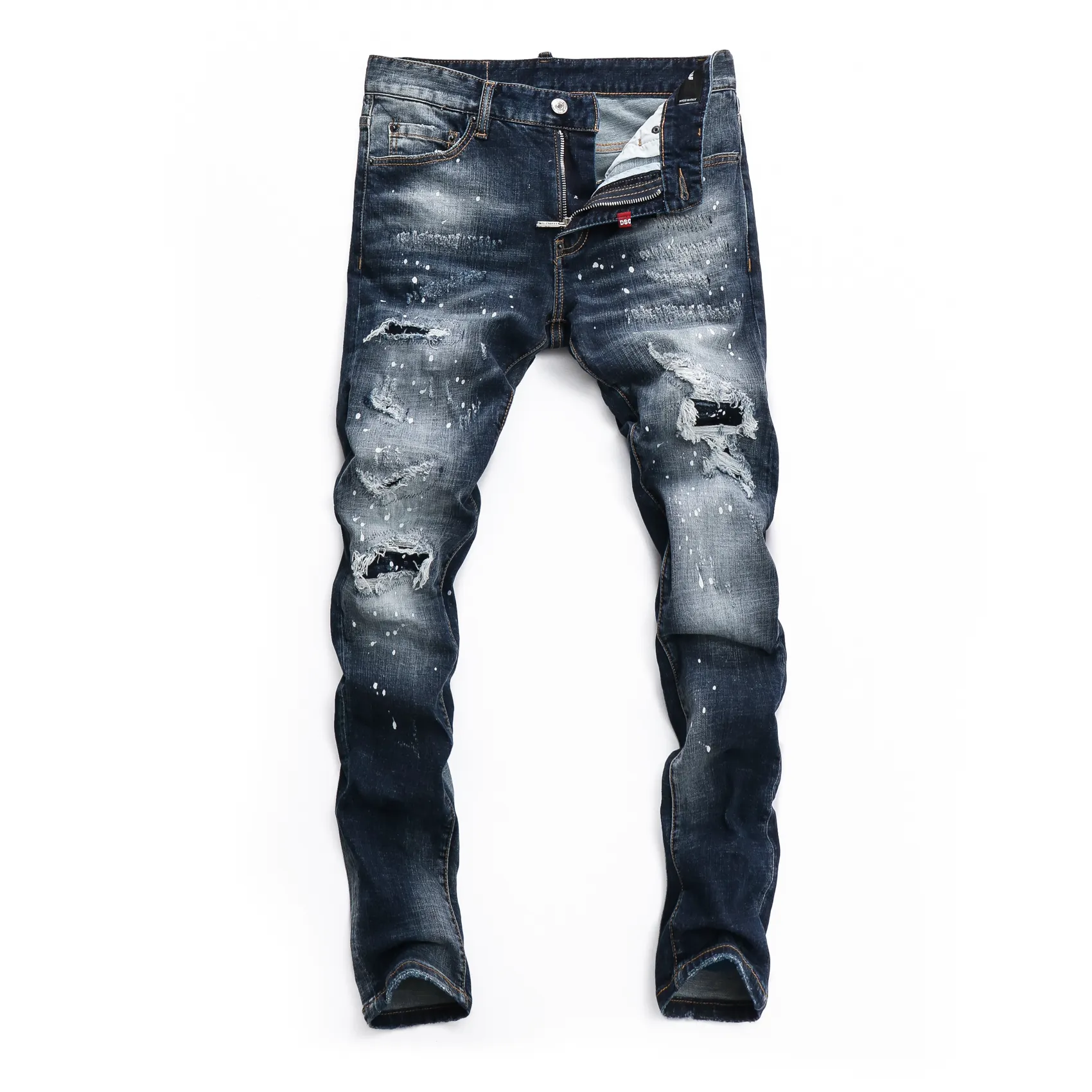 DSQ Yırtık Diz Yıkama Seksi Twist Jeans Klasik Moda Adam Hip Hop Rock Moto Mens Sıradan Tasarımcı Pantolon Sıkıntılı Sıska Denim Biker Jeans 69165