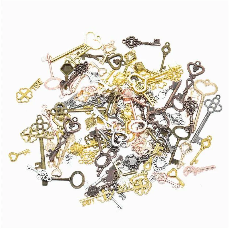 Charms all'ingrosso vintage Mticolor misti piccoli tasti pendenti in lega di metallo per accessori di gioielli fatti a mano braccialetto fai da te che fanno dhauz