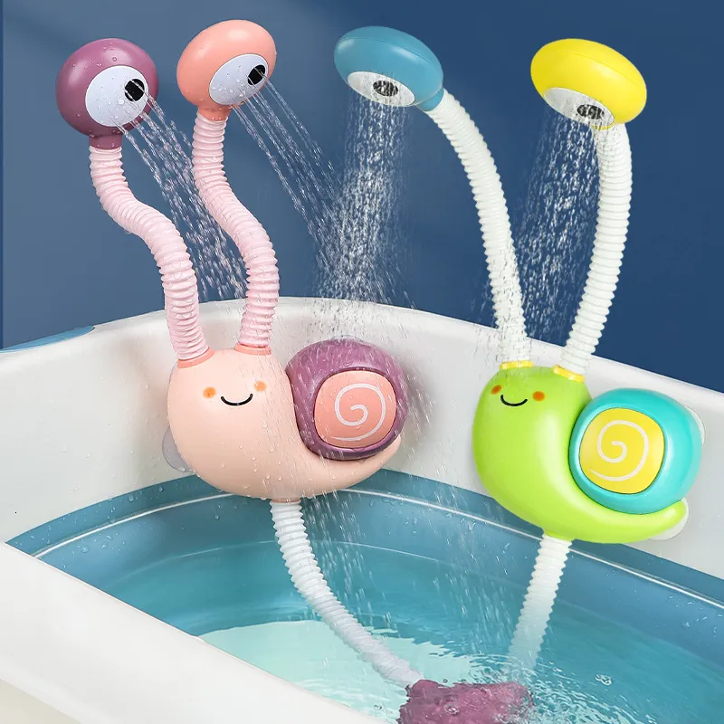 لعبة Bath Toys Toys Toys Water Game Snail Rapering Faucet Duster Toy Electric Water Spray for Baby Bathtime Bathroom Toys 230221