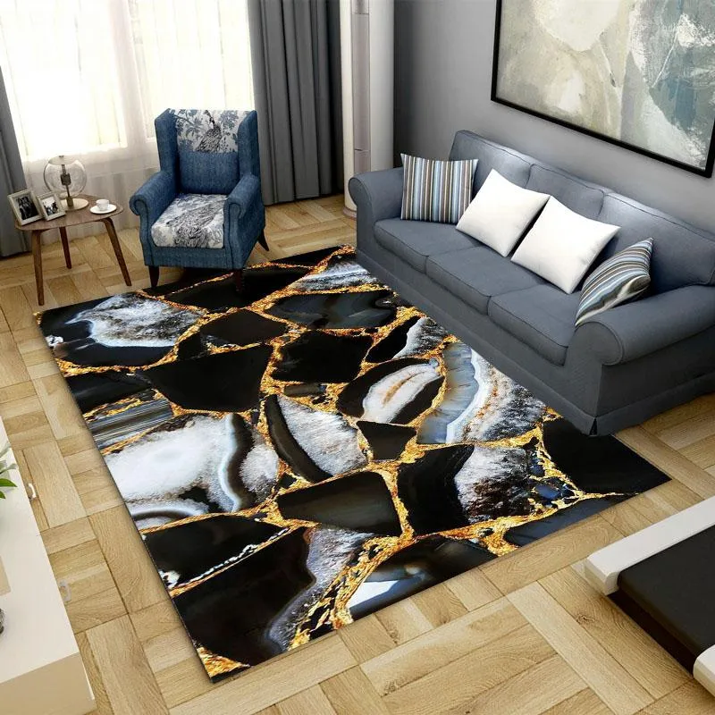 Carpets 3D Marble Pattern Livingroom Flannel Carpet Bedroom Bedside Decor Children Mat Kids Room Hallway Large Rug Outdoor Area