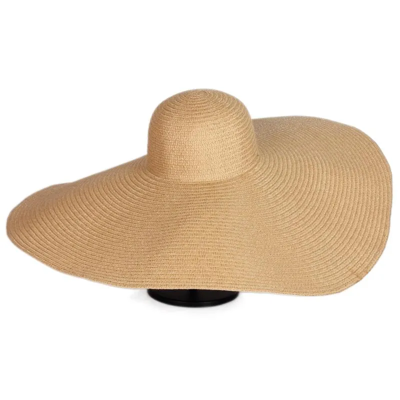 Cappelli a tesa larga Paglia estiva da donna oversize di alta qualità per cappello da spiaggia floscio da donna all'ingrossoLargo