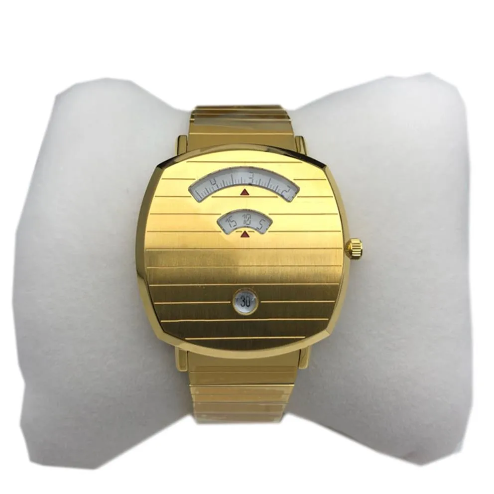 Lyxklockor av h￶gsta kvalitet 38mm unisex kvinnor herrar titta p￥ kvartsr￶relse guld armbandsur rostfritt st￥l montre de luxe herurwatc282s