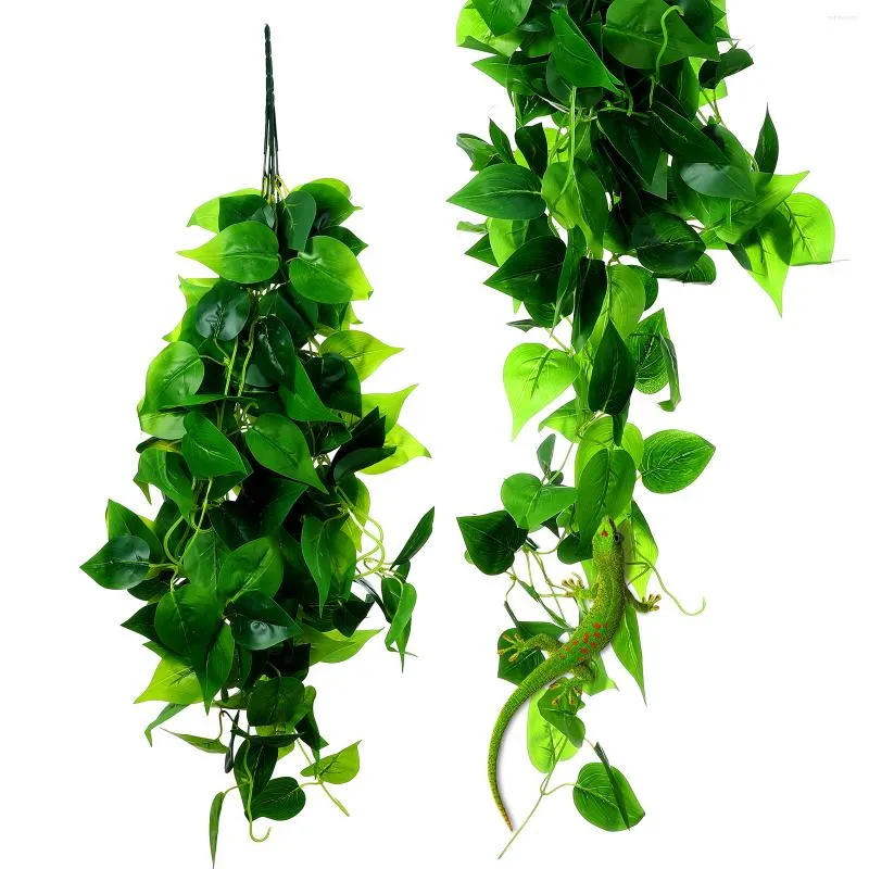 Dekorativa blommor Reptil Dekor Fake Artificial Tank Hanging Terrarium Accessories Faux Vines Grönery Estetic hyll Bedroom Aquarium