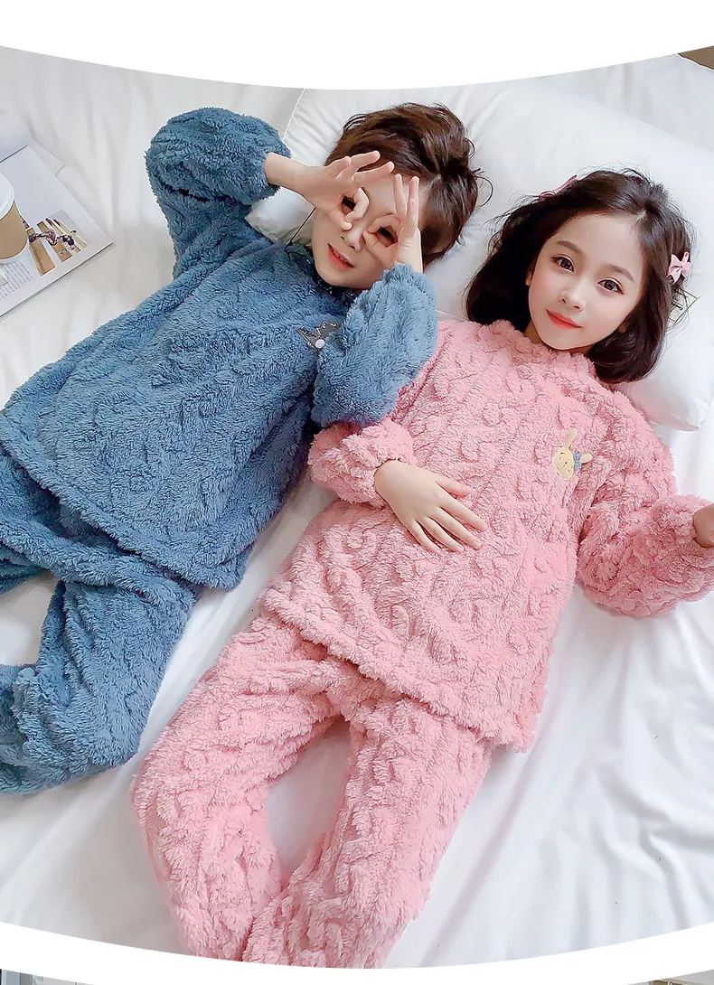 Pijamas 4 12 Años Traje De Pijama Para Niños Y Niñas Conjuntos De Ropa Para  Niños De Otoño Jersey De Franela De Felpa De Invierno Pantalón Largo  Conjunto De 2 Piezas Pijamas
