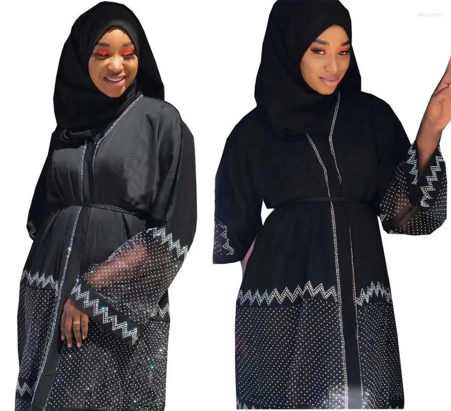 Stile di abbigliamento etnico Design classico Donne africane Dashiki Abaya Moda Drill Tessuto chiffon elasticizzato con abito lungo sciarpa