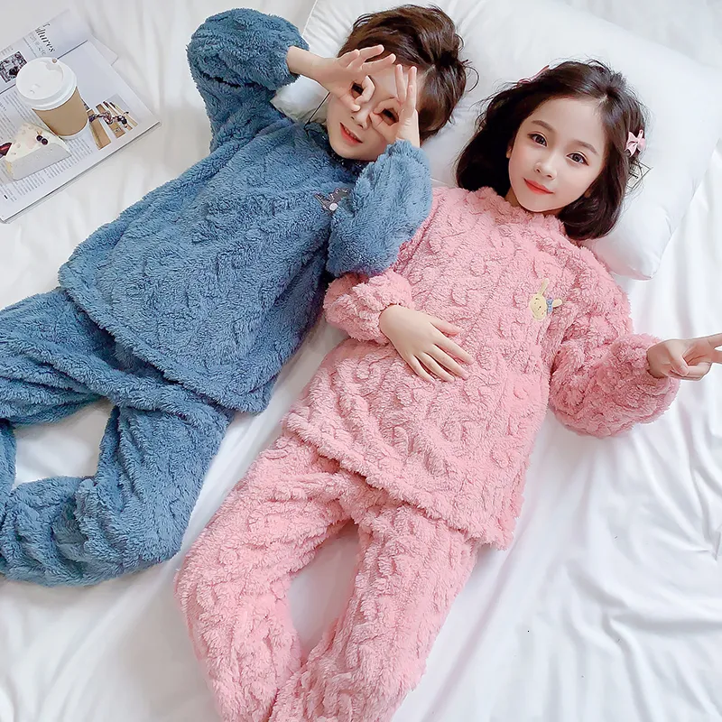 Pijamas 4 12 Años Traje De Pijama Para Niños Y Niñas Conjuntos De Ropa Para  Niños De Otoño Jersey De Franela De Felpa De Invierno Pantalón Largo  Conjunto De 2 Piezas Pijamas