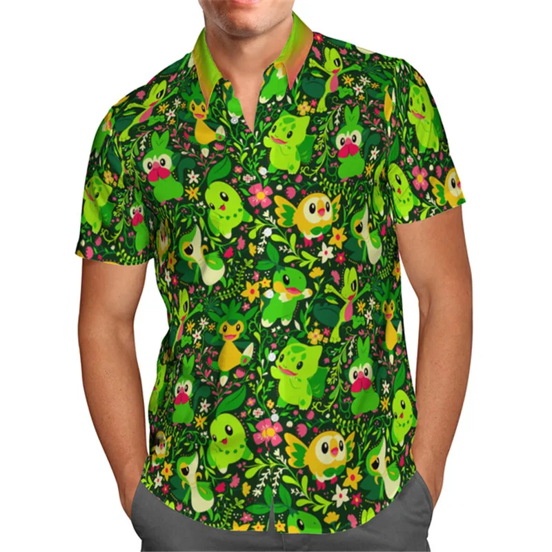 Mäns avslappnade skjortor fisk anime 3d strand hawaiian sommarblå kort ärm streetwear överdimensionerad 5xl camisa social kemis homme 230221