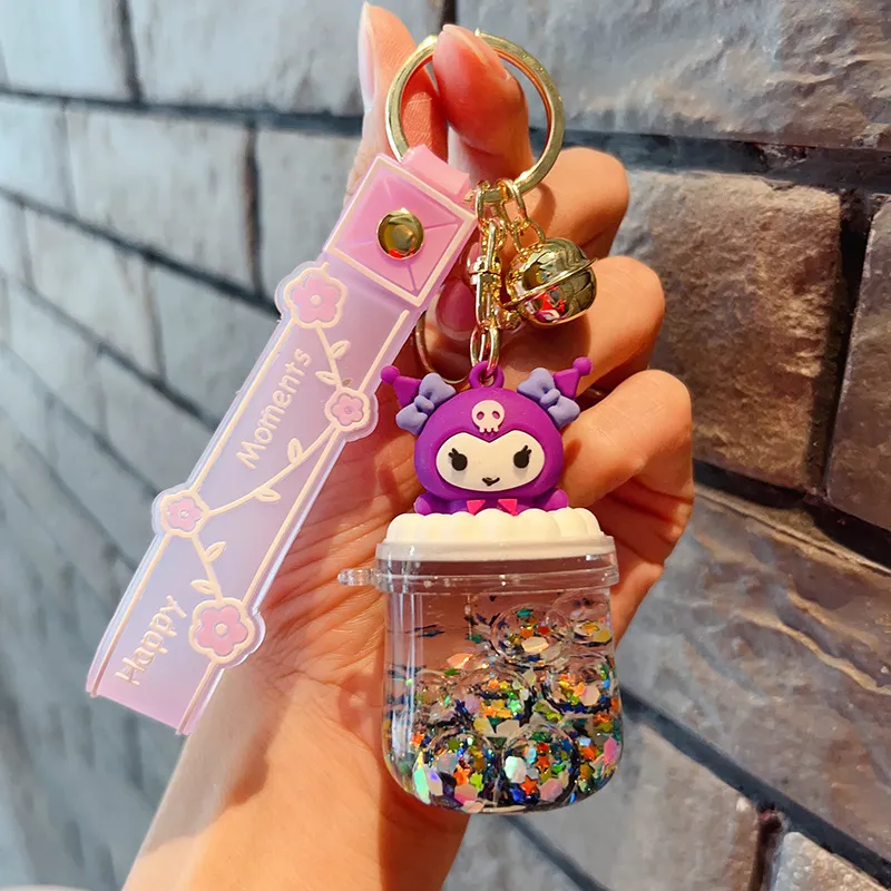 Leuke animatie sieraden Keychain Kuromi met fles serie Charms Key Ring Accessories Kids Birthday Gift